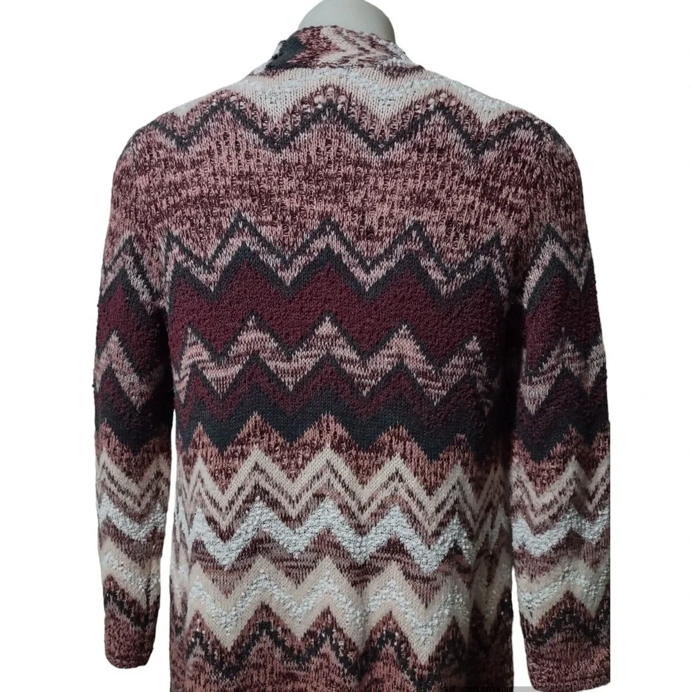 Hannah Cardigan Women's XL Open Front Long‎ Duster Colorful Sweater Side Slits